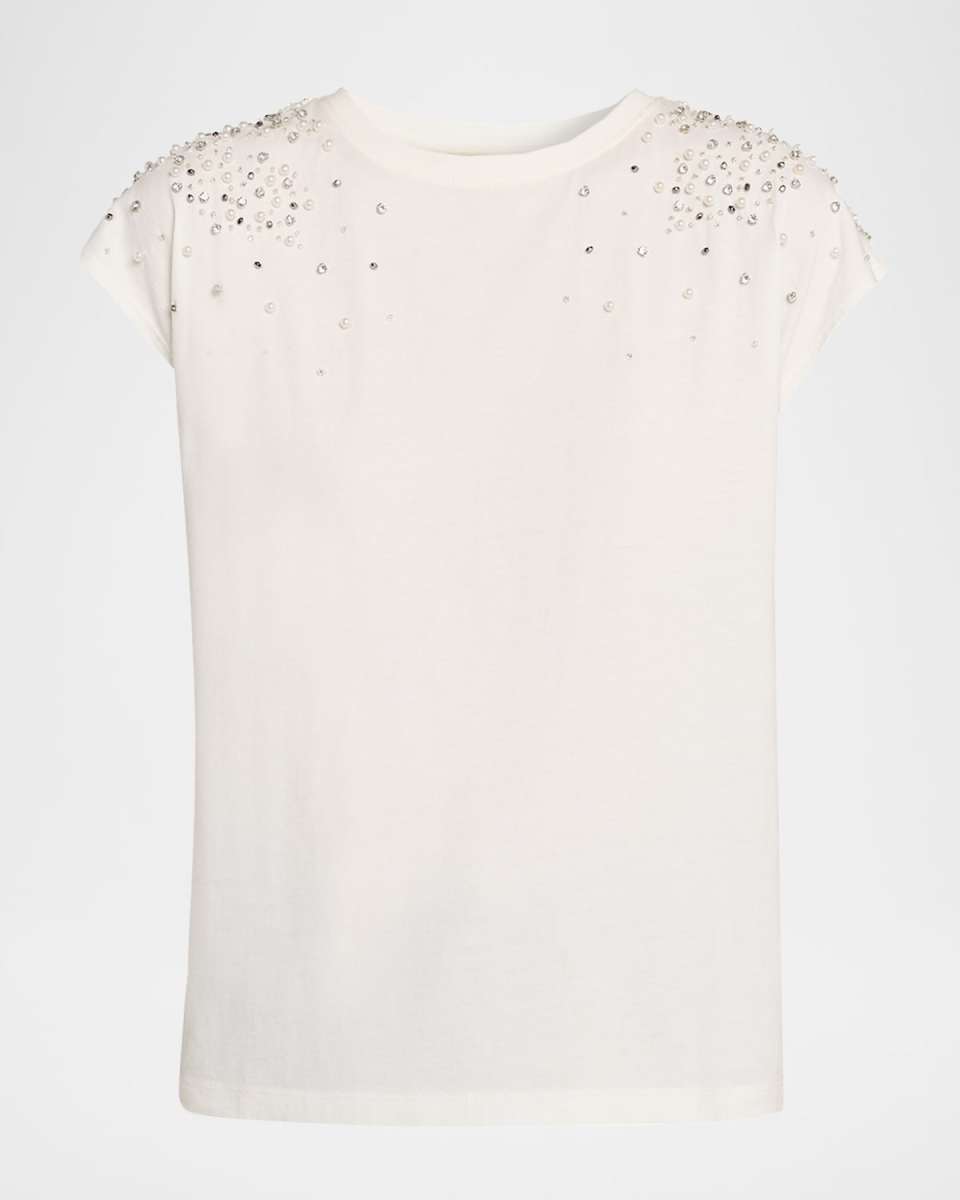 Amelia Embellished Cap-Sleeve Blouse